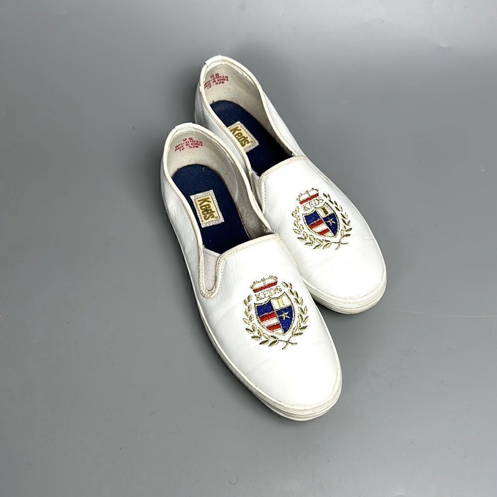 KEDS Vintage 90th White Embroidered Soft Leather Shoes Sneakers US 8 (vintage 9)